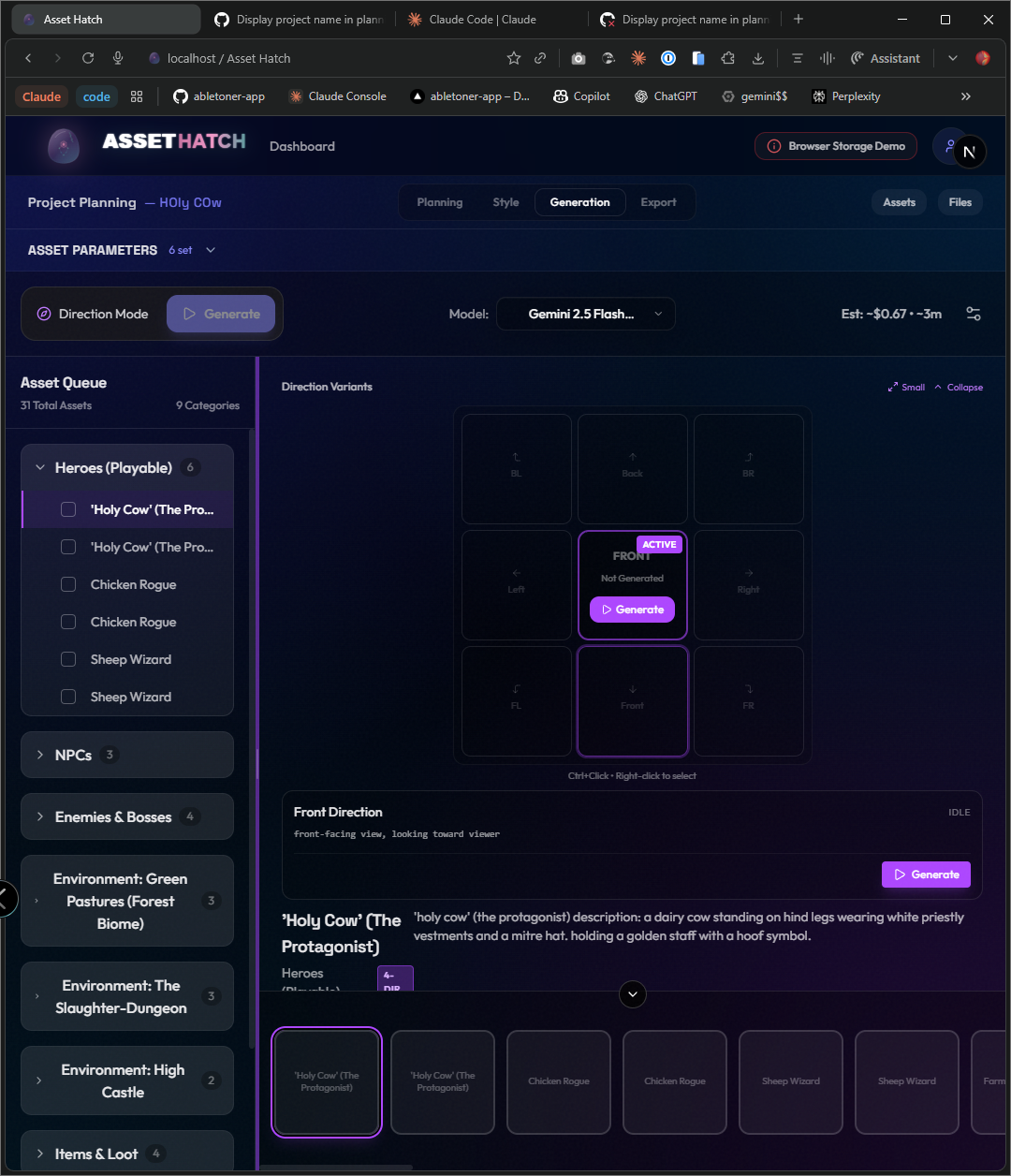 2D Asset Generation Complete with diesctional grid