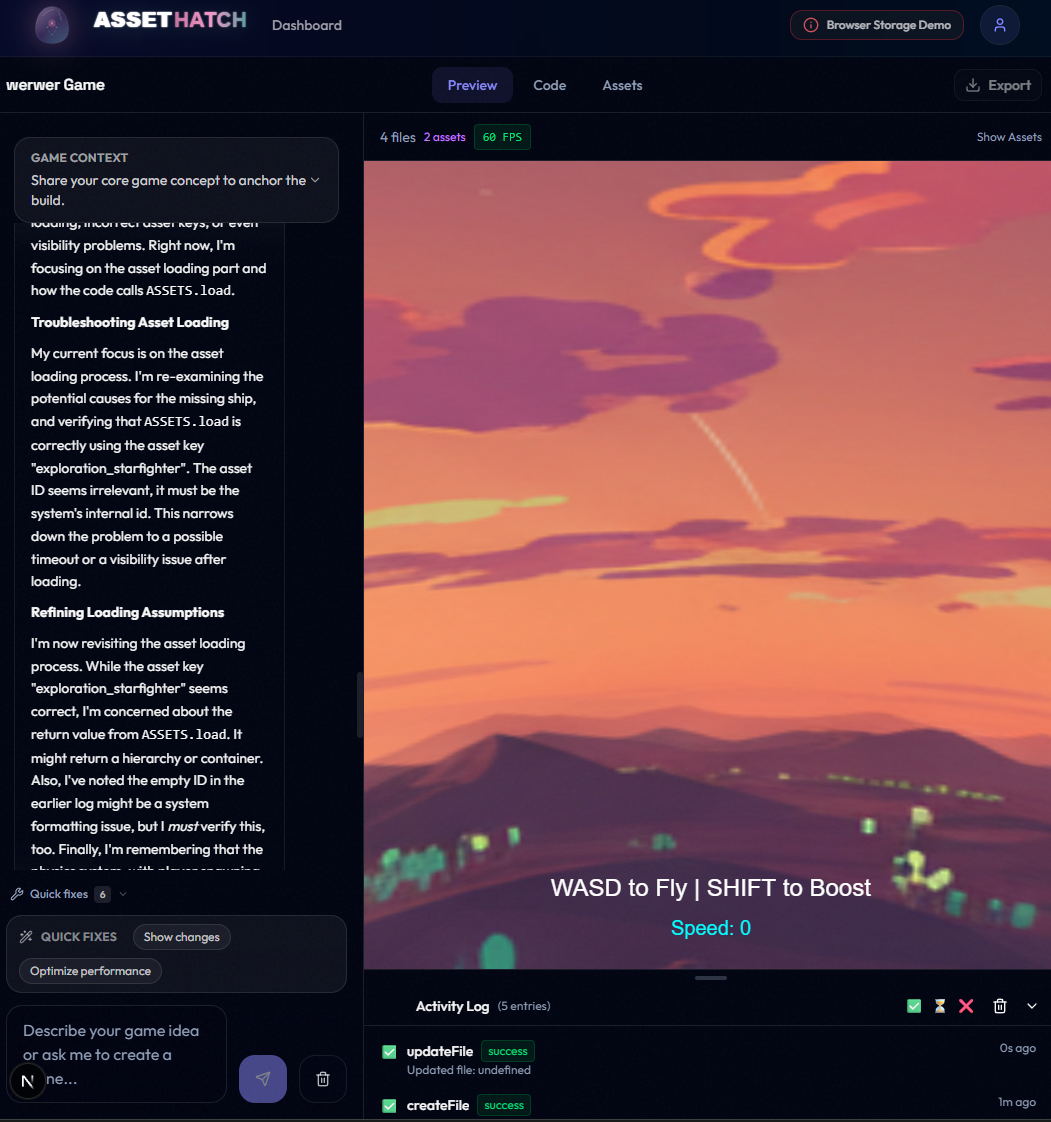 working 3d game generator without assets
